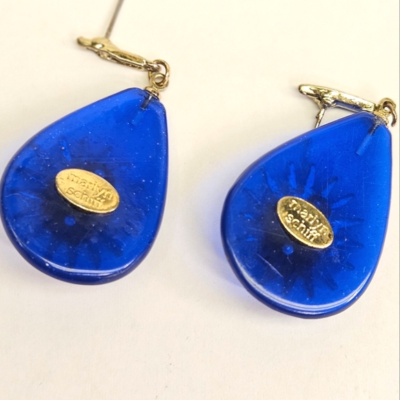 Marlyn Schiff Blue and Gold Starburst Studded Earrings - Picture 3 of 6